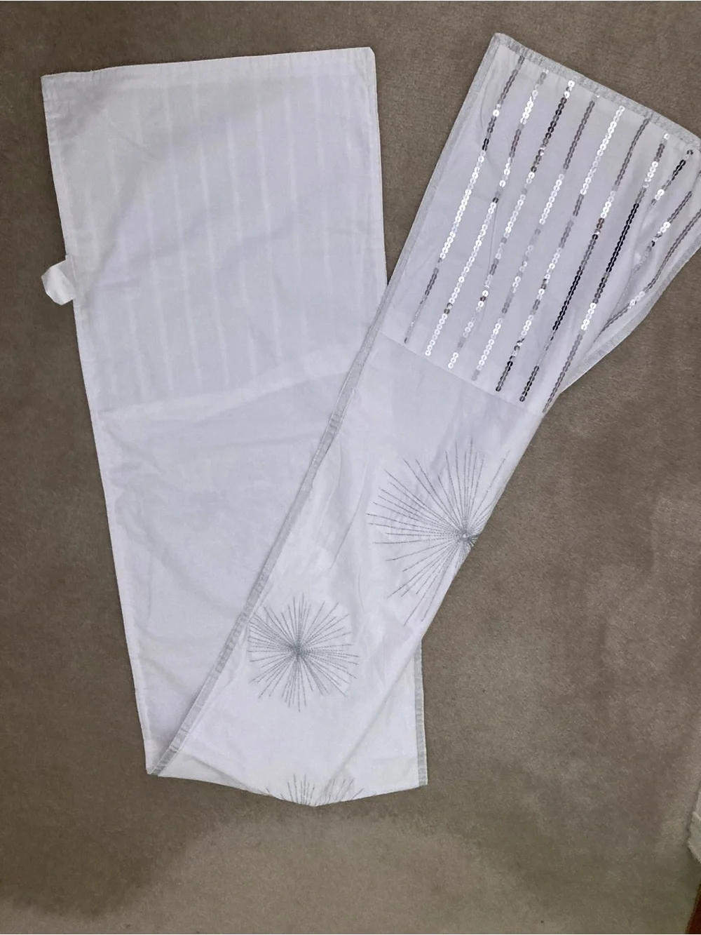 Pier 1 White Table Runner with Sequin Accent